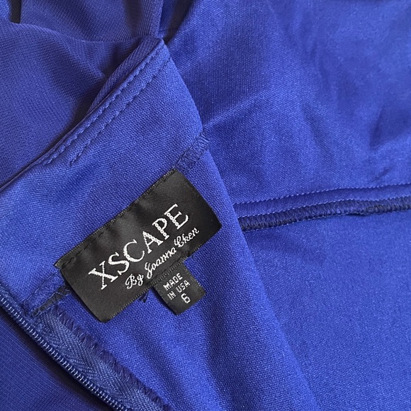 Xscape Royal Blue Asymmetrical Prom Gala Dress Gown - Picture 13 of 15